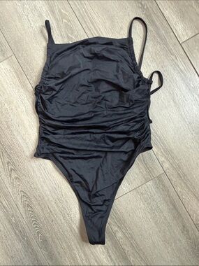 Women's Black One-Piece Swimsuit with Adjustable Straps